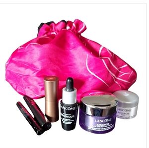 New Lancome Luxe Mascara Lipstick 7 Piece Gift Set W Pink & Black Bag